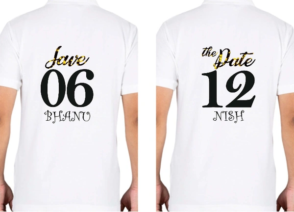 Couple T-shirt- (Love-Save date) - Female- S Male- S, White